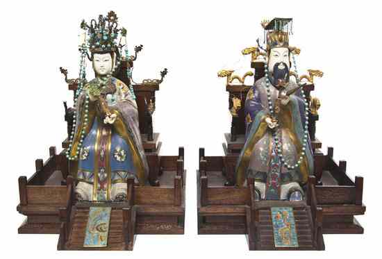 Appraisal: A Pair of Chinese Cloisonne and Ivory Models of an