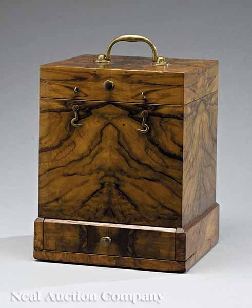 Appraisal: An English Brass-Fitted Walnut Box th c having a compartment