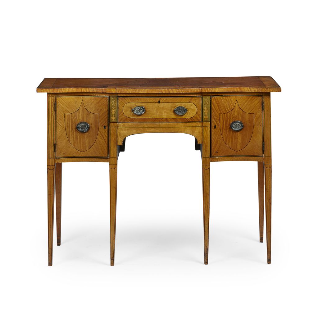 Appraisal: LATE GEORGE III SATINWOOD SERPENTINE SIDEBOARD CIRCA the serpentine top