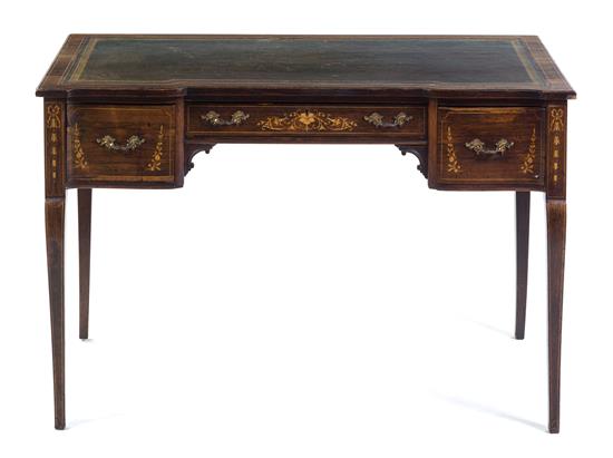 Appraisal: Sale Lot A Georgian Style Marquetry Decorated Rosewood Desk th