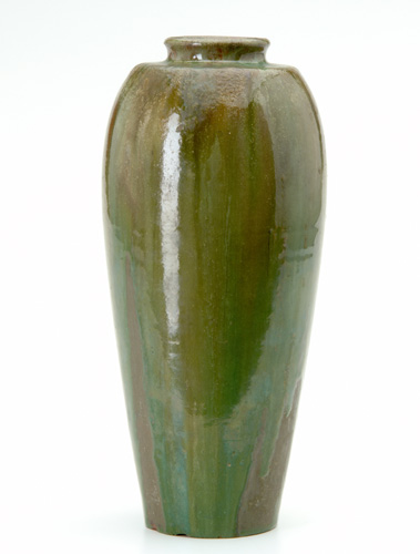 Appraisal: W J WALLEY Bulbous vase with a green and brown