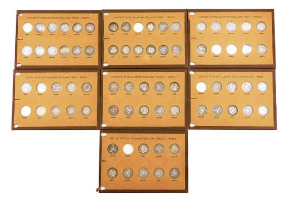 Appraisal: COINS Set of Barber quarters - -D seventy coins in