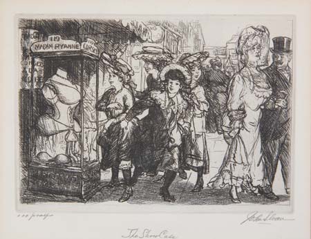 Appraisal: JOHN SLOAN The Show Case Etching x mm x inches