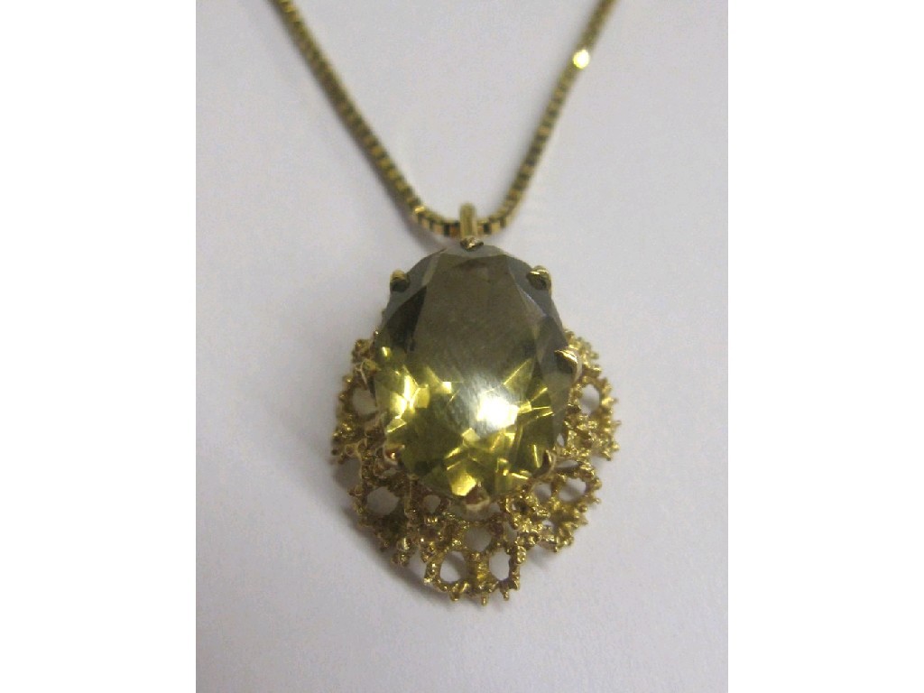 Appraisal: Citrine pendant on ct gold neckchain