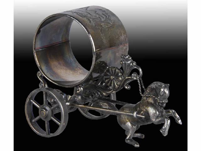 Appraisal: Horse-Drawn Figural Napkin Ring by Meridan Description All original Wheels