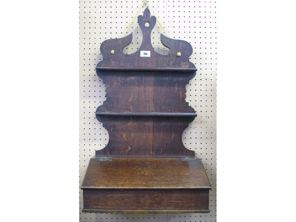 Appraisal: Antique oak candle box spoon rack