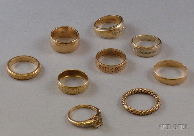 Appraisal: Small Group of Gold Bands and Other Wedding Jewelry including