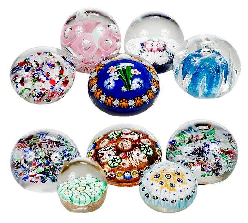 Appraisal: Group of Ten Murano Style Paperweights th century examples of