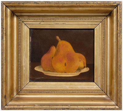 Appraisal: American School still life painting dish of pears unsigned oil