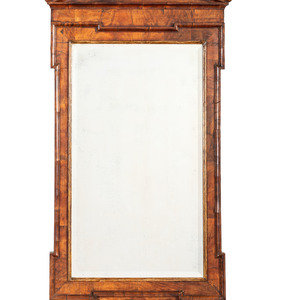 Appraisal: A Neoclassical Walnut Pediment Mirror Likely English Early th Century