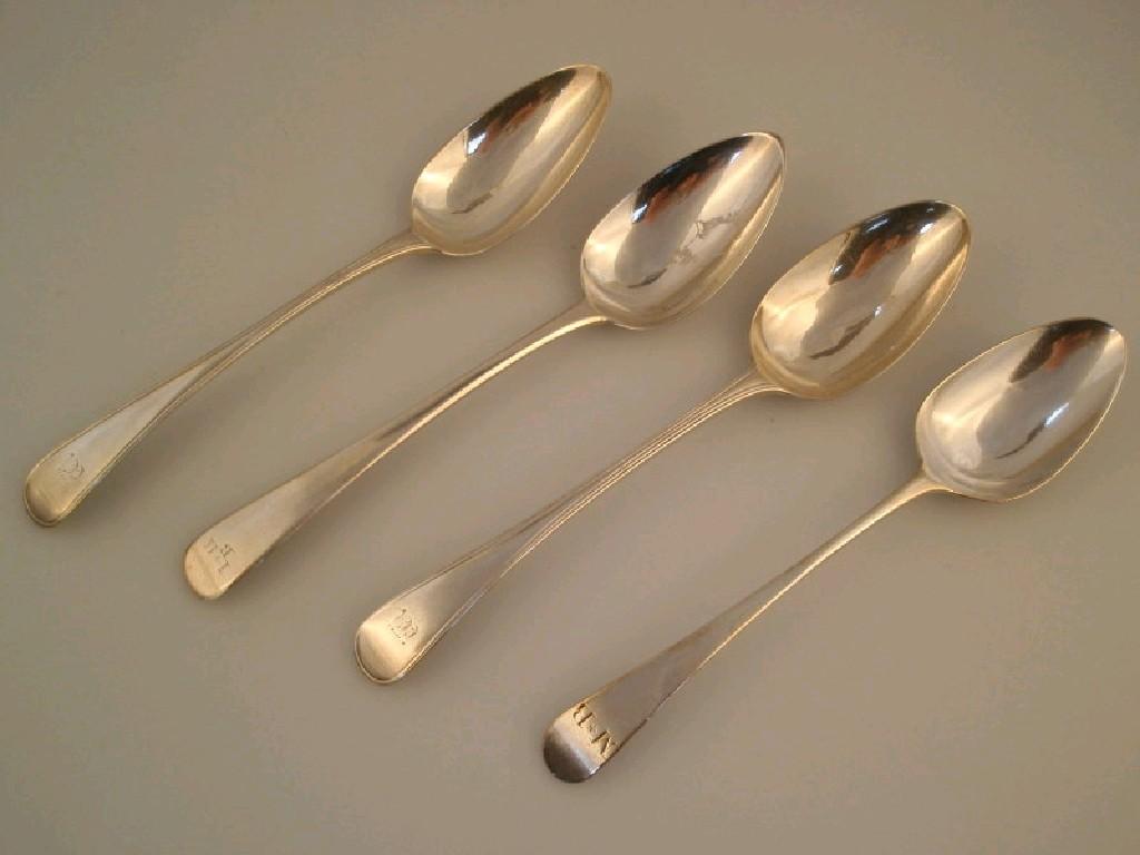 Appraisal: Four silver table spoons various styles and marks handles inscribed