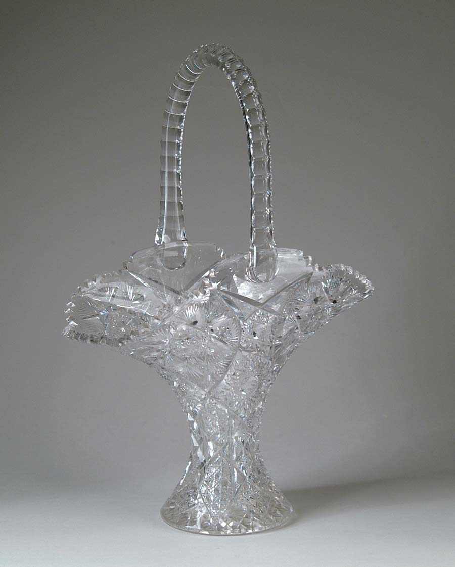 Appraisal: HUGE EXTRAORDINARY AMERICAN BRILLIANT CUT GLASS HANDLED BASKET VASE This