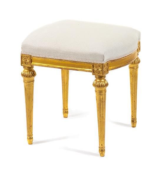 Appraisal: A Gustavian Giltwood Tabouret Height inches A Gustavian Giltwood Tabouret