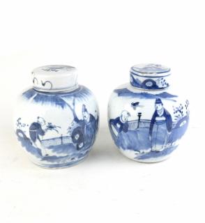 Appraisal: Two Chinese Blue White Ginger Jars Two Chinese blue and