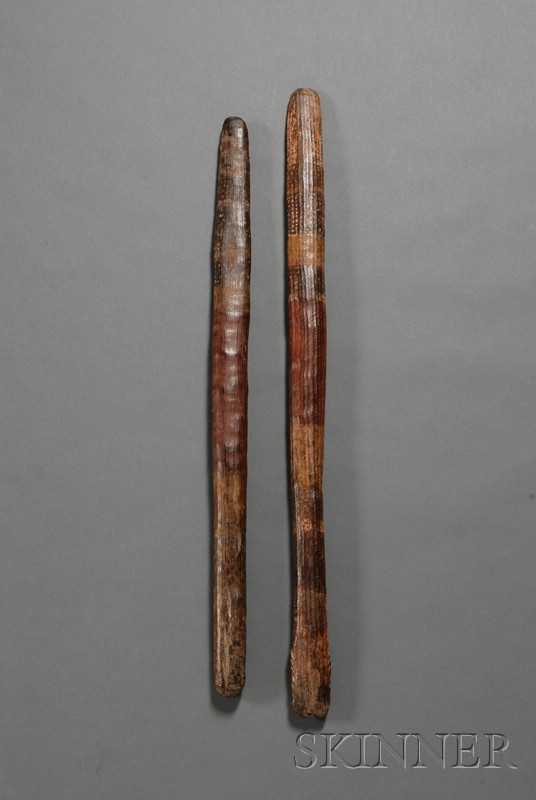 Appraisal: Two Australian Aborigine Carved Wood Implements both hardwood forms with