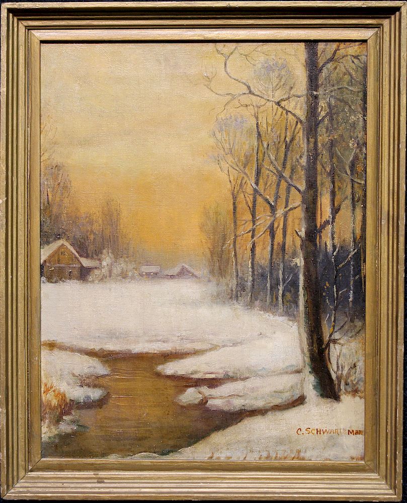 Appraisal: Schwartzman Signed American Winter Landscape Schwartzman Signed American Winter Landscape