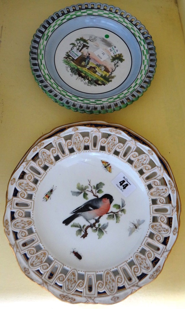 Appraisal: A Meissen porcelain plate th century painted with a chaffinch