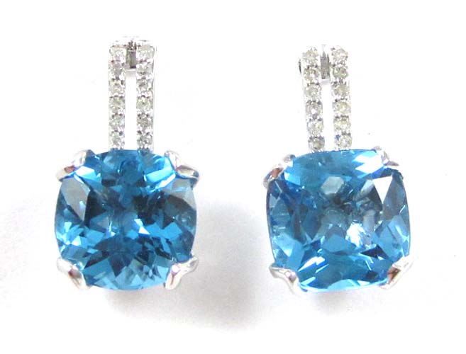 Appraisal: PAIR OF BLUE TOPAZ AND DIAMOND EARRINGS each k white