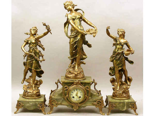 Appraisal: Beautiful th Century French Classic three piece Clock set in