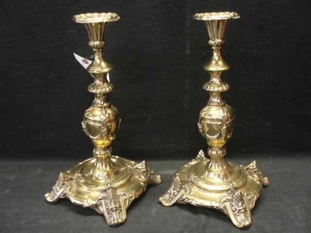 Appraisal: Pair of Gilt Metal Candlesticks From a Queens NY estate