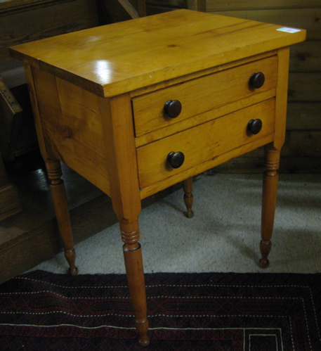 Appraisal: COUNTRY EMPIRE MAPLE WORK TABLE American mid th century having