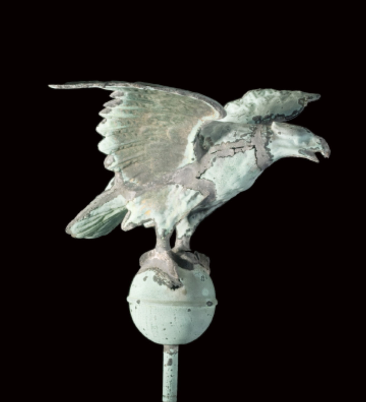 Appraisal: AMERICAN FULL-BODIED COPPER SPREAD-WING EAGLE WEATHERVANE CIRCA Overall height inches