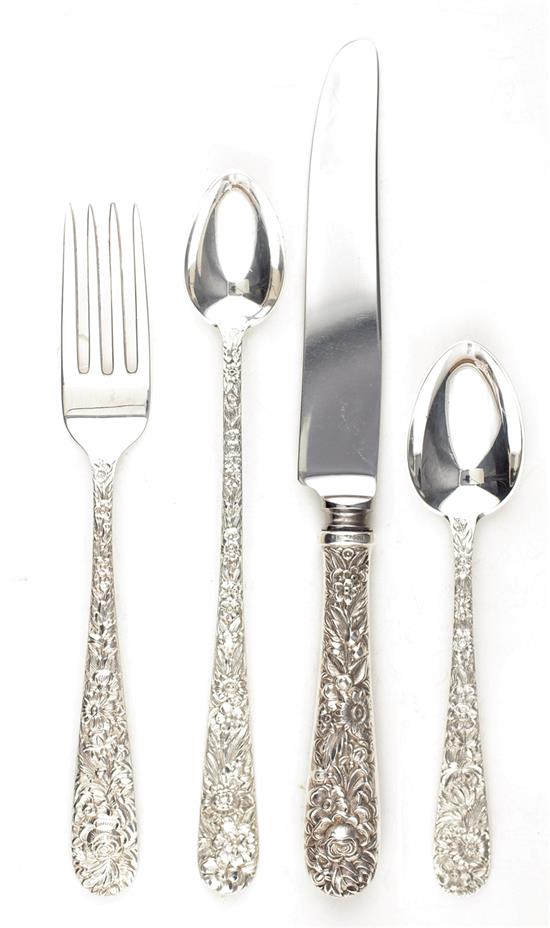 Appraisal: S Kirk Son Repousse pattern sterling flatware comprising HH knives