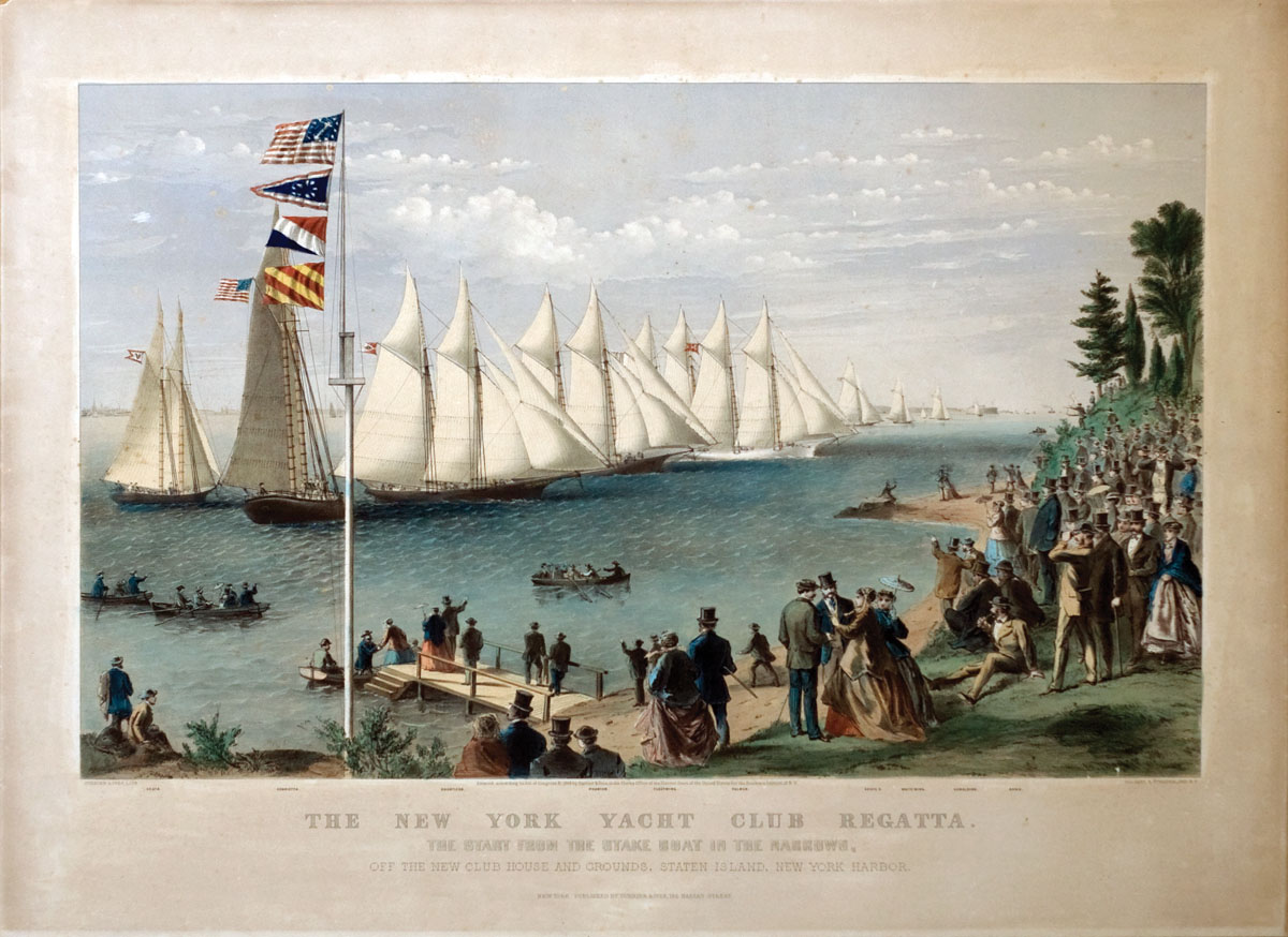 Appraisal: THE NEW YORK YACHT CLUB REGATTA Large-folio handcolored lithograph after