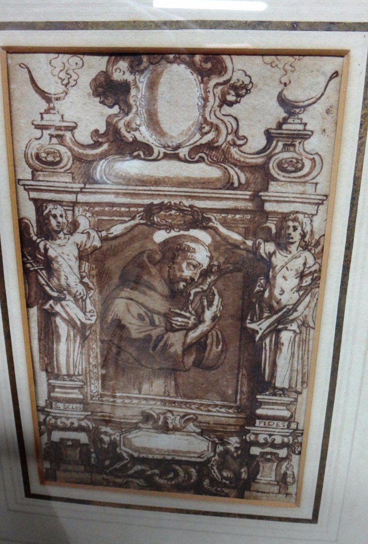 Appraisal: Attributed to Theodor van Thulden - Saint Francis pen ink