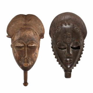 Appraisal: Ivory Coast Two Baule Ancestral Portrait Masks carved wood with