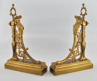 Appraisal: A Pair of Gilt Brass Figural Andirons In the shape