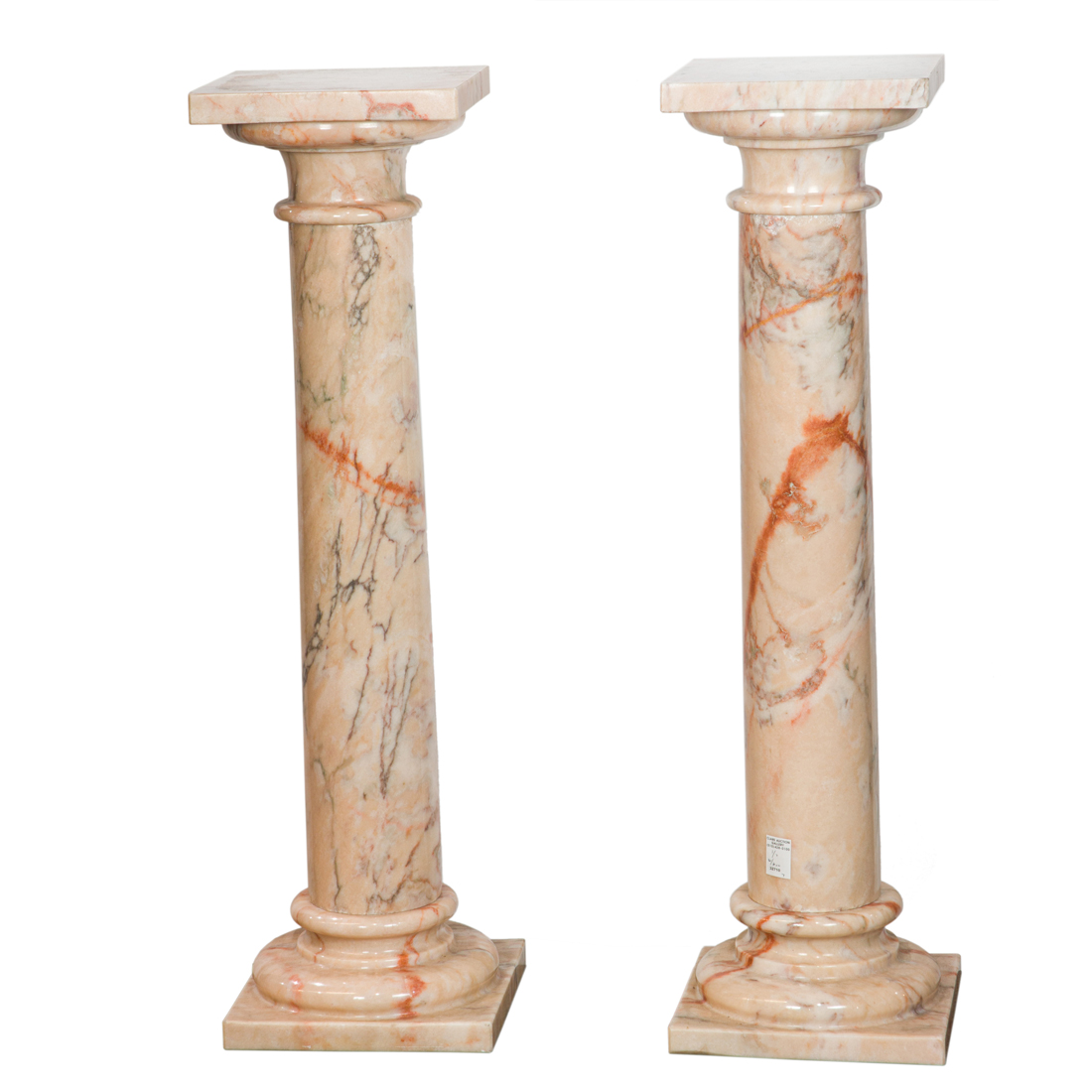 Appraisal: A PAIR OF CLASSICAL STYLE APRICOT MARBLE PEDESTALS A pair