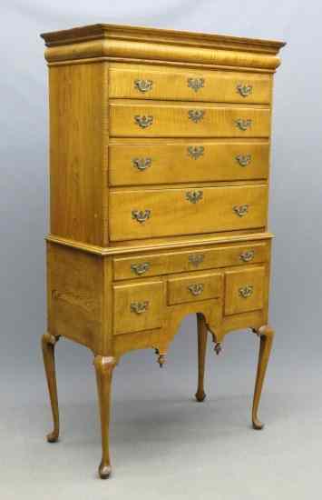 Appraisal: th c New England maple highboy '' W '' D