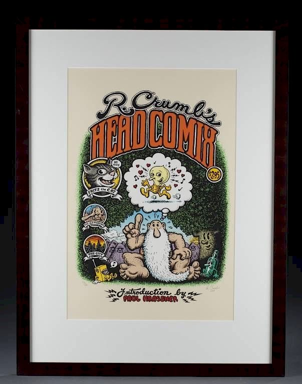 Appraisal: Lot of R Crumb Seriograph and Cards Head Comix seriograph