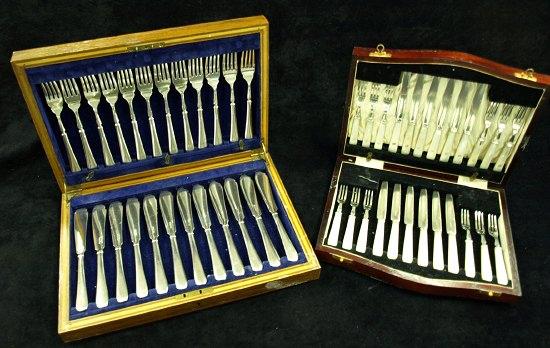 Appraisal: Twelve pairs of dessert knives and forks with mother-of-pearl handles