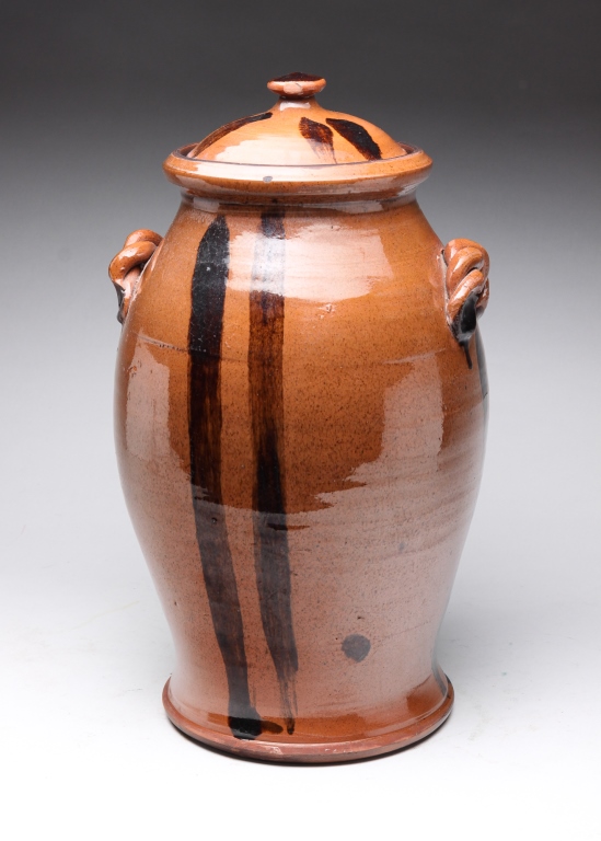 Appraisal: CONTEMPORARY TURTLE CREEK LIDDED JAR Ohio Lidded jar with manganese