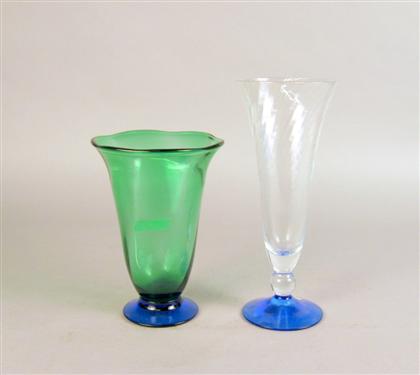 Appraisal: Two Orrefors glass vases th century swedish Each of trumpet