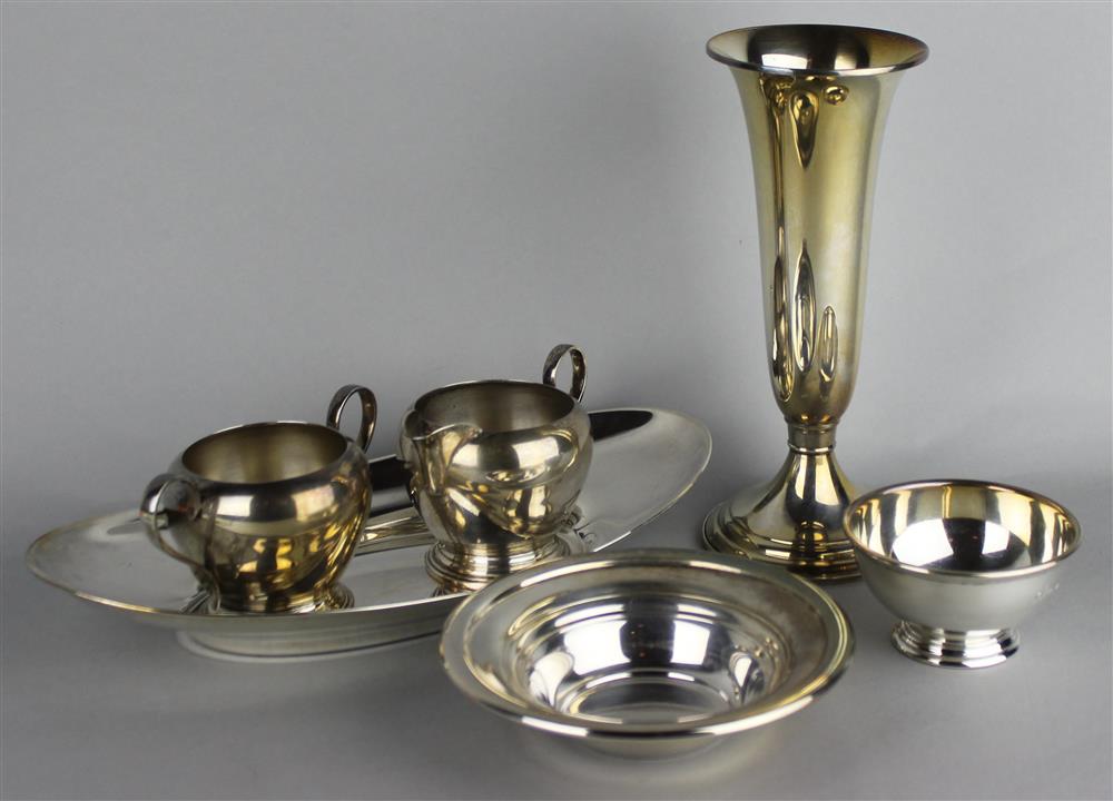 Appraisal: SIX AMERICAN SILVER PIECES including a Gorham bread tray shape