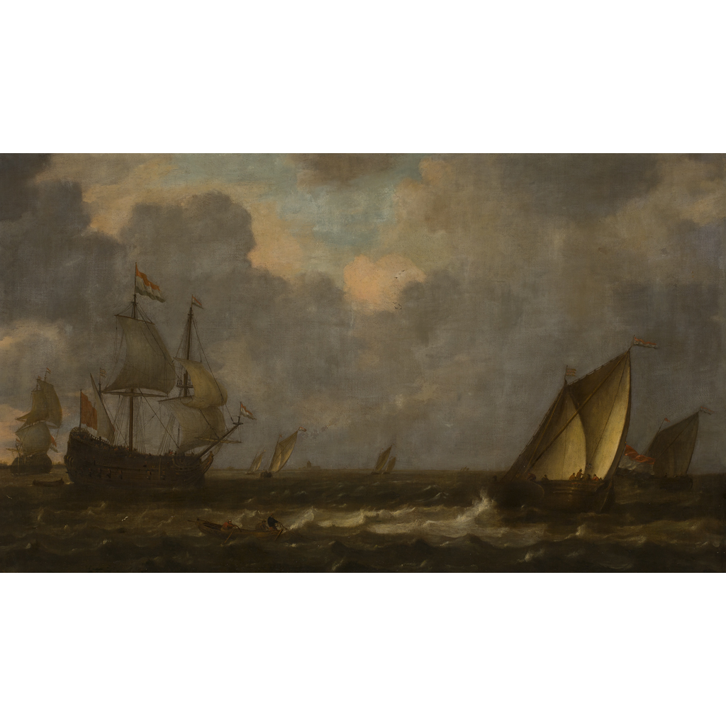 Appraisal: FOLLOWER OF BONAVENTURA PEETERS MAN OF WAR FISHING BARGES AND