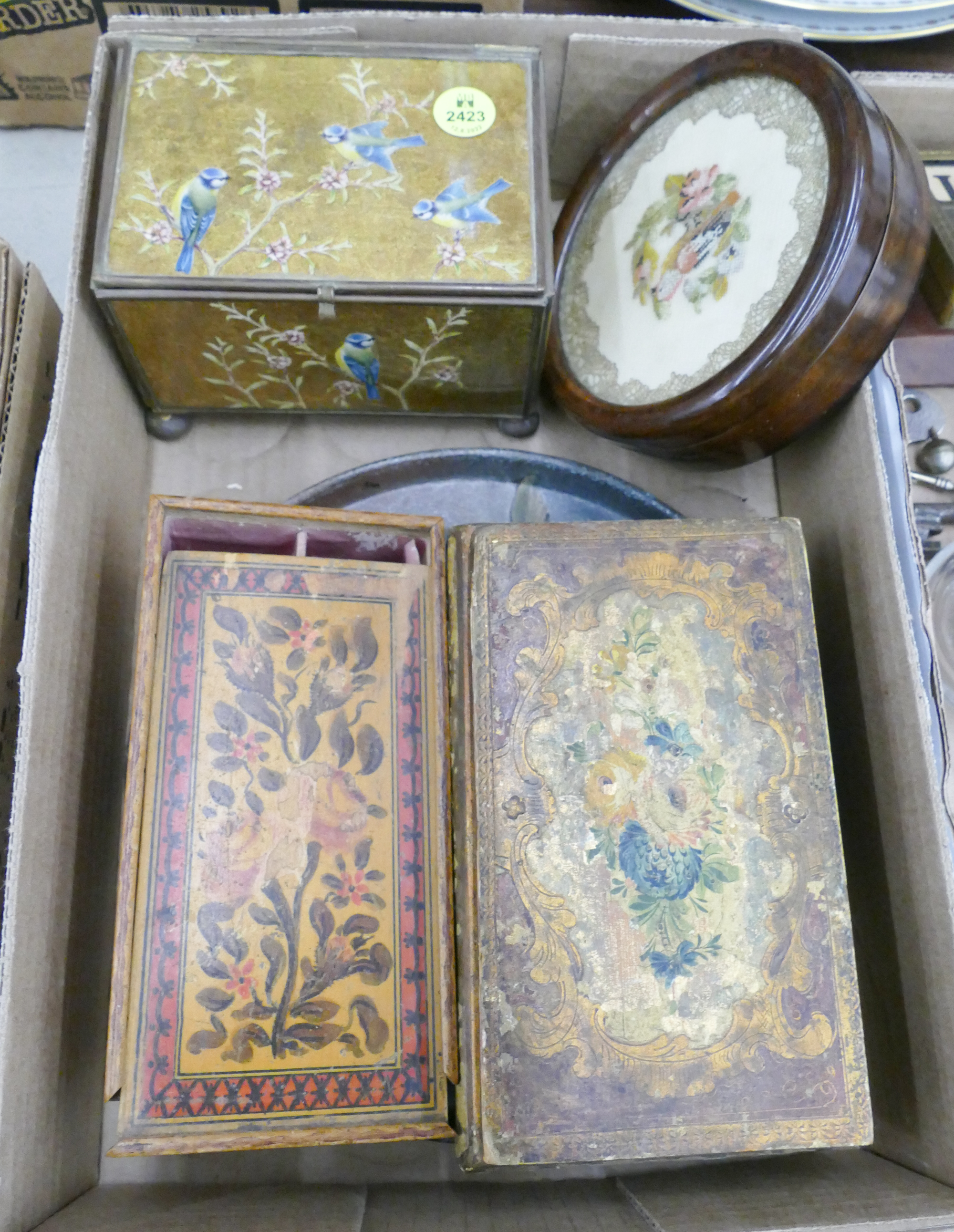 Appraisal: Box Antique Decorated Dresser Boxes