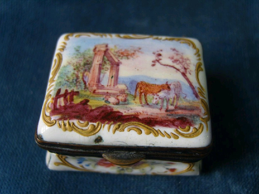 Appraisal: A th century enamelled trinket box of shaped form with