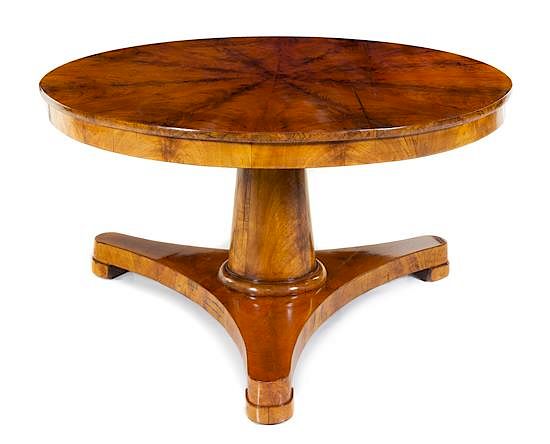 Appraisal: A Biedermeier Mahogany Center Table Height x diameter of top