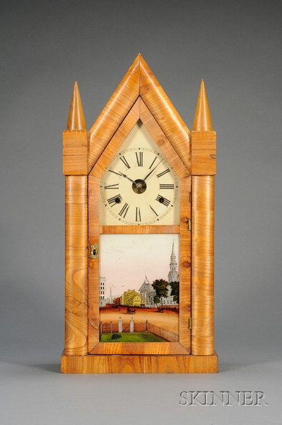 Appraisal: Mahogany Sharp Gothic or Steeple Clock by Chauncey Jerome New