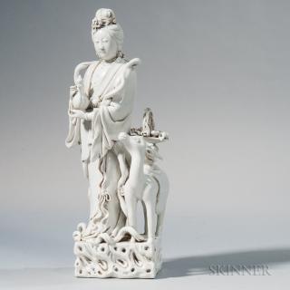 Appraisal: Dehua Blanc-de-Chine Figure of Guanyin Dehua Blanc-de-Chine Figure of Guanyin