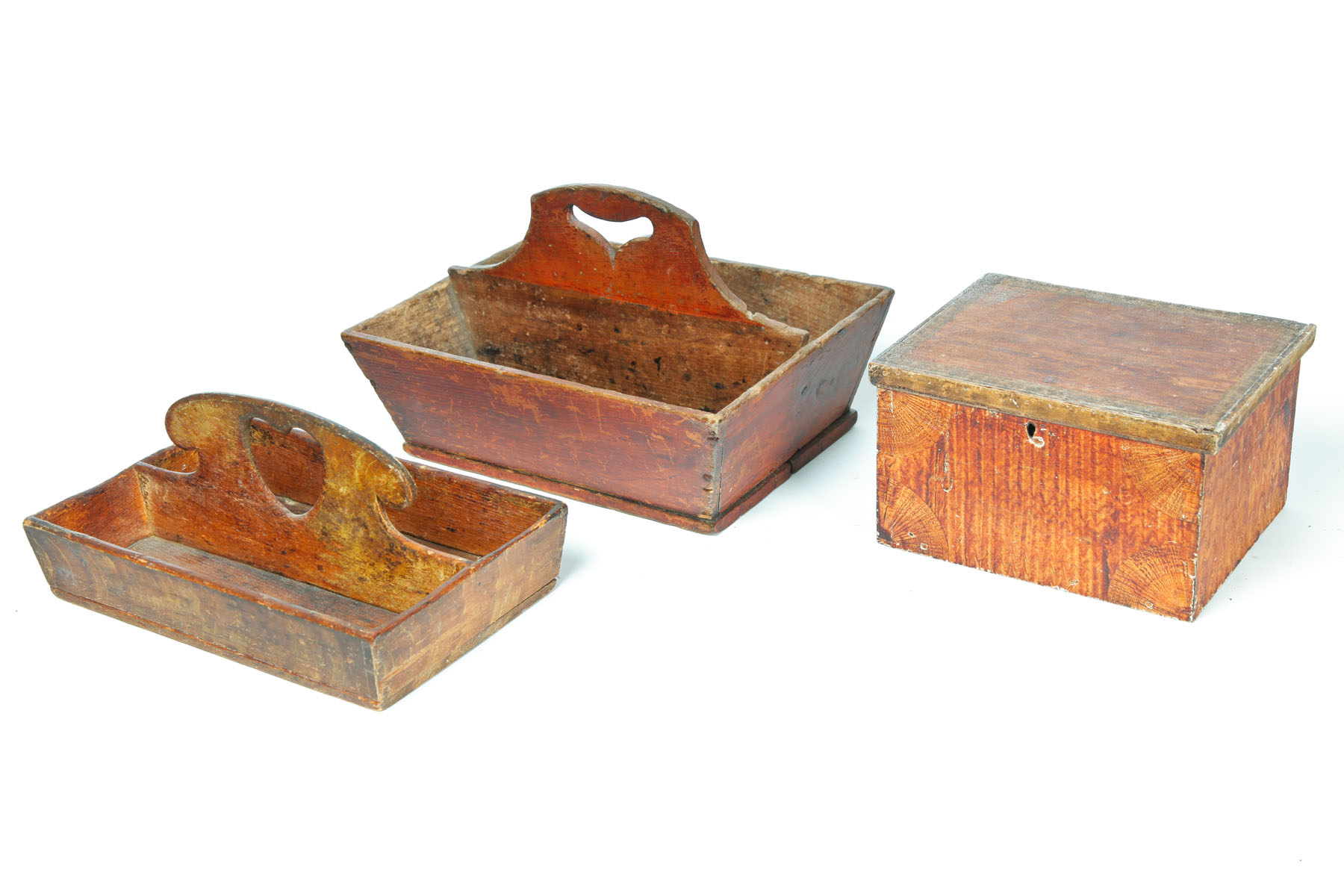 Appraisal: DOCUMENT BOX AND TWO KNIVE TRAYS American mid th century