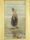 Appraisal: W C GOUACHE - Little Girl with Toy Boat on