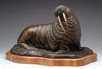 Appraisal: GERALD BALCIAR American WALRUS Outstanding bronze of a walrus with