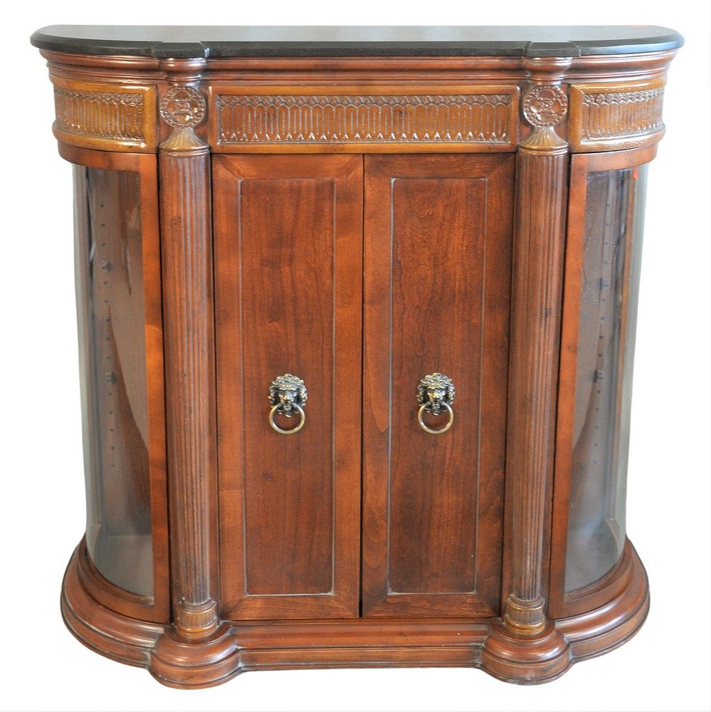 Appraisal: Empire Style Demilune Server having granite top over four doors