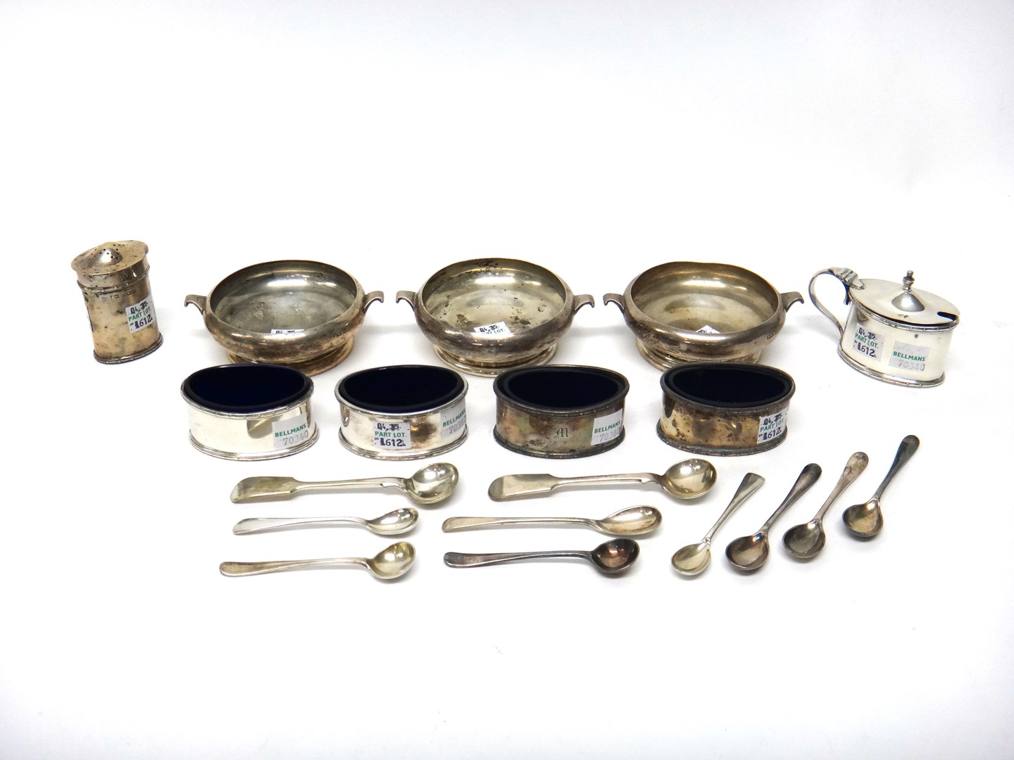 Appraisal: Silver comprising a set of three twin handled circular bowls