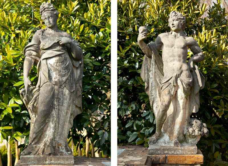 Appraisal: Pair of Limestone Statuesof Bacchus and Ceres in classical pose